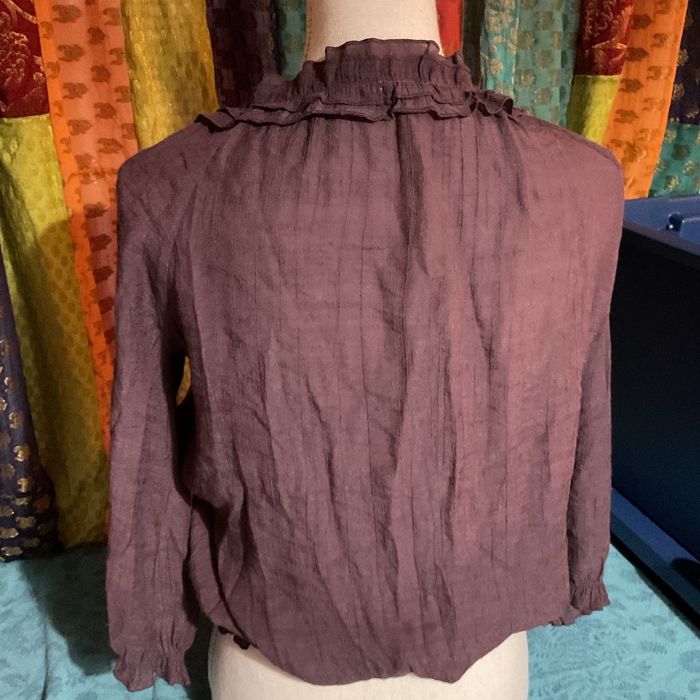 Mine. A Boutique purple rosette blouse smocked waist Large - Picture 3 of 4